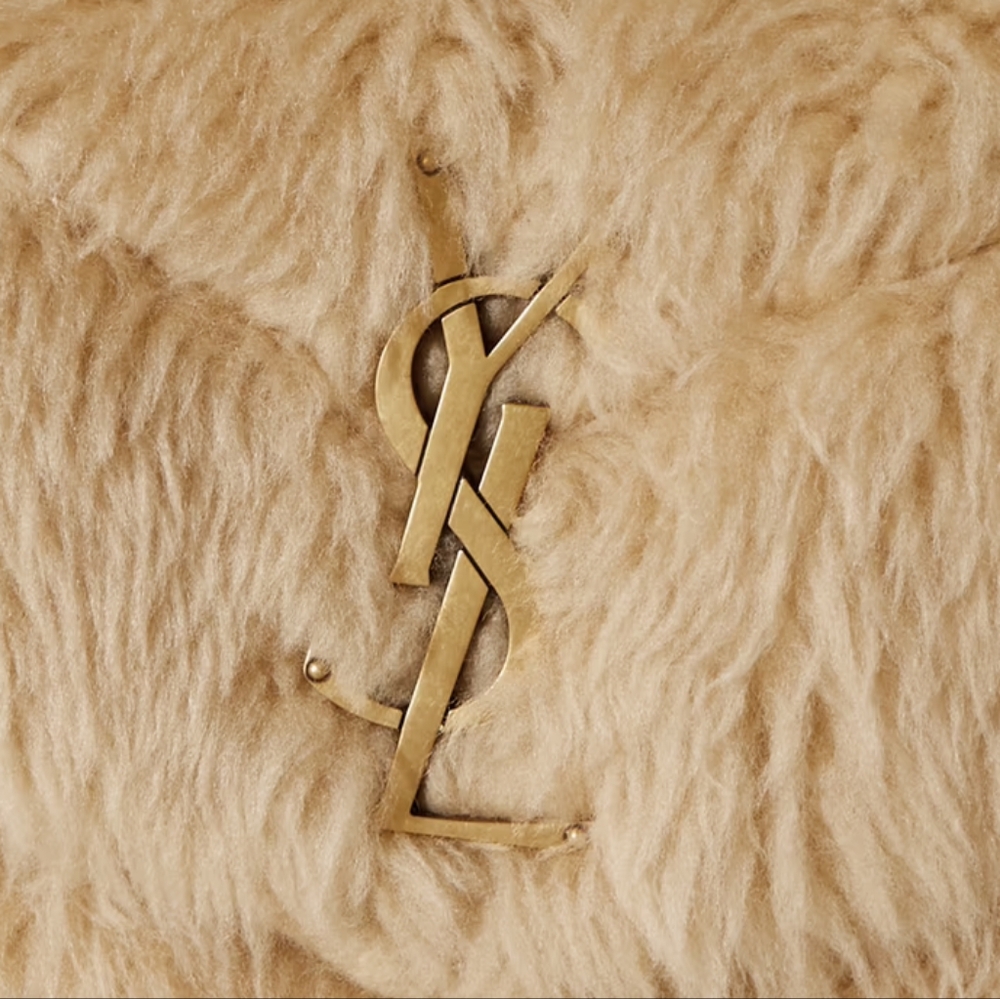 MSRP$4,100 Rare YSL SAINT LAURENT CREAM PUFFER LARGE FUR SHEARLING SHOULDER - Picture 6 of 17